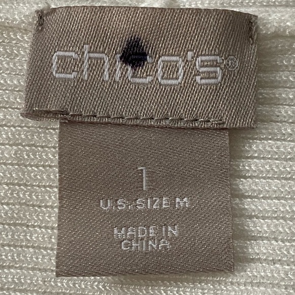 Chico's Open Front Cardigan Cream Long Sleeve Lightweight Size Medium - Picture 3 of 11